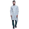 thumbnail image 1 of Atasi Designer Kurta Pajama For Men Printed Angrakha Kurta Set Summer Clothing, 1 of 3