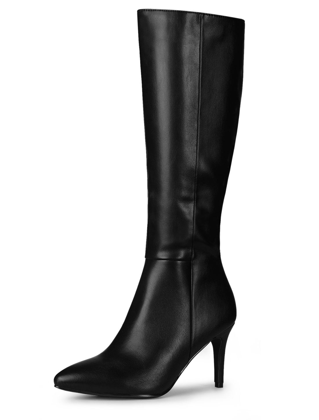 Unique Bargains Women's Pointed Toe Side Zip Stiletto Heel Knee High Boots