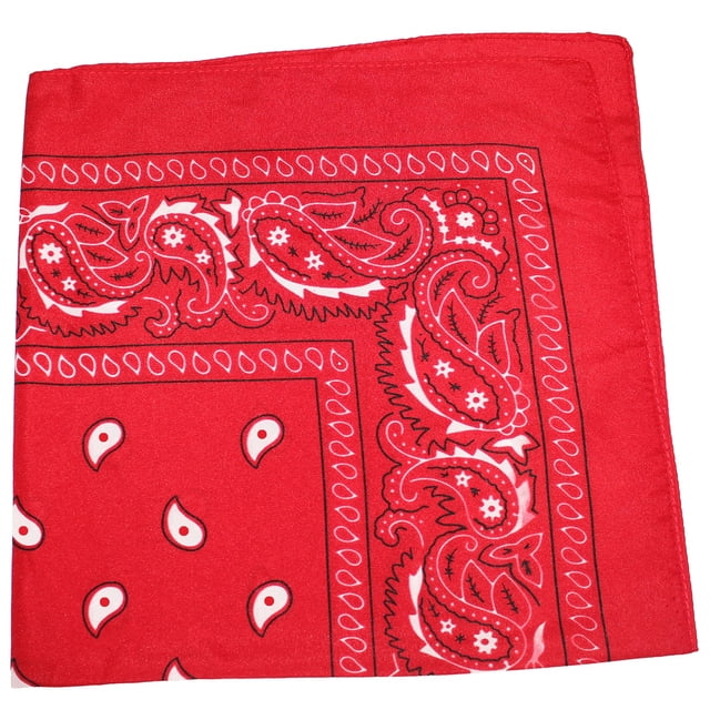 Lot de 3 Bandanas à Motif Cachemire 100 % Coton Double Face - 22 Pouces (Rouge)