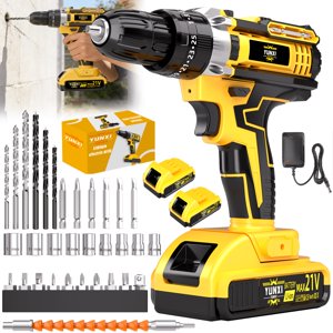 21V Ensemble de perceuses sans fil, Kit d'outils multifonctions pour la maison, tournevis électrique portatif avec batterie en option & Chargeur, Perceuse portable avec boîte à outils pour DIY & Réparations