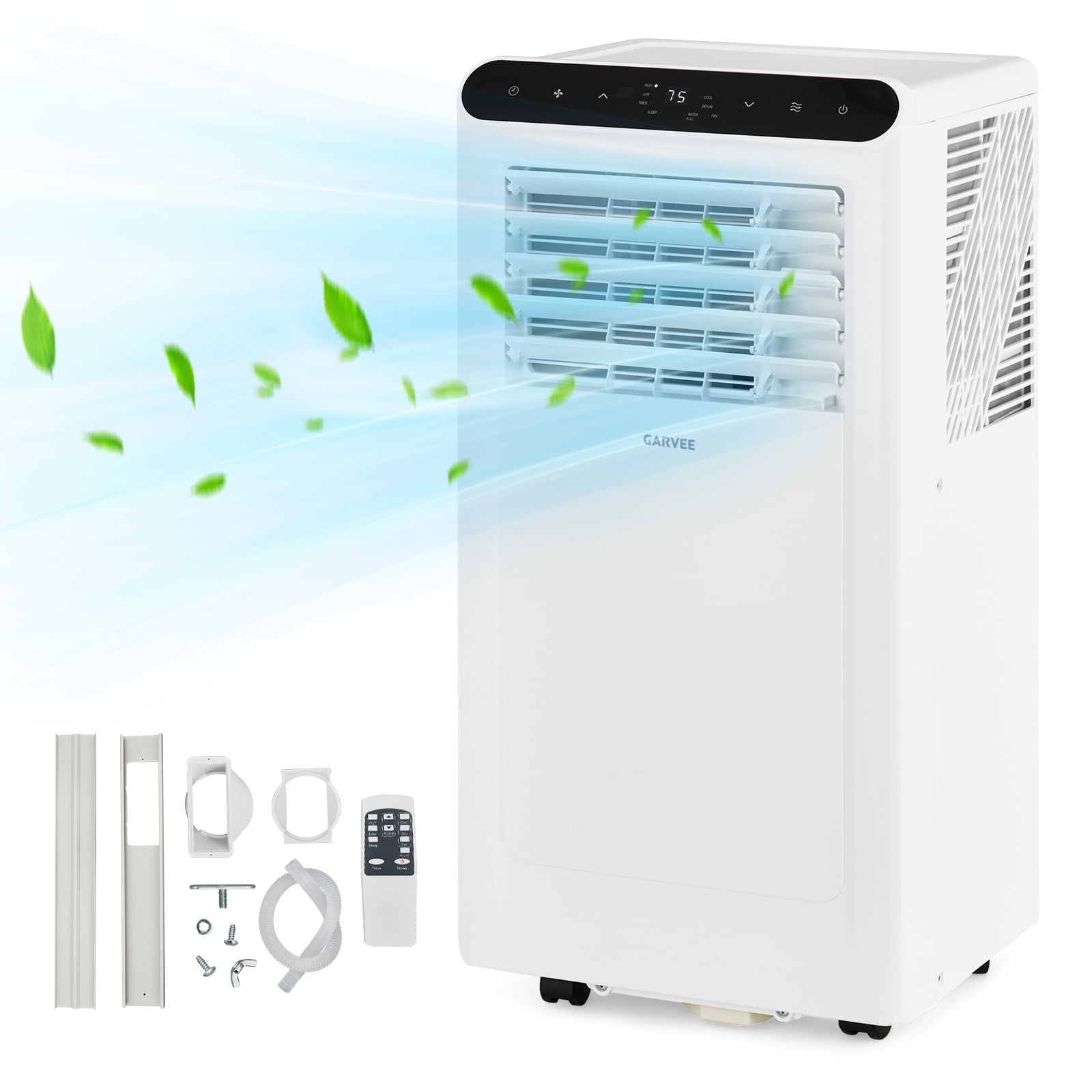 3-in-1 8,000 BTU Portable Air Conditioner for Home or Office, Cools Rooms Up to 350 Sq. Ft, 50dB Quiet Operation with 24-Hour Timer, 2 Speeds, Remote Control, LED Display, Dehumidifier and Fan Modes