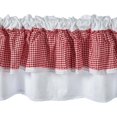 thumbnail image 2 of Cotton Cafe Curtain Country Rural Style Red and White Checked Kitchen Curtain/ Gingham Short Window Valance with Lace 150x40cm, 2 of 6