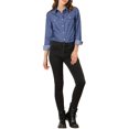 thumbnail image 2 of INSPIRE CHIC Women's Point Collar Long Sleeve Button Down Polka Dots Shirt, 2 of 6