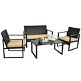 thumbnail image 4 of Gymax Ensemble de Mobilier d'Extérieur en Rotin Osier 4 Pcs, Ensemble de Conversation pour Patio avec Coussins, 4 of 10