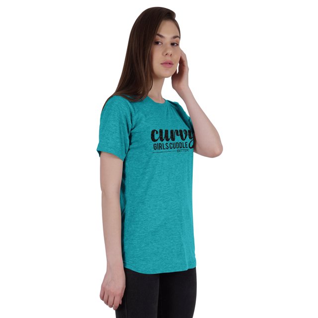 Inkmeso T-Shirt Graphique pour Femmes avec Citation "Curvy Girls Cuddle Better"