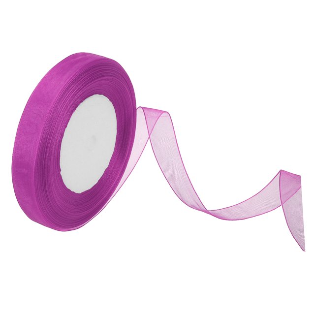Unique Bargains 0.6 Inch x 50 Yard Organza Ribbon, Gift Wrapping Ribbon for Bouquet Cake Invitations Card Decoration, Pink Purple