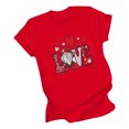 thumbnail image 2 of Hauts d'Été Grande Taille pour Femmes Tendance Femmes Décontracté Imprimé Manches Courtes Col Rond T-Shirt Ample Blouse Hauts Col en V T-Shirt Femmes en Liquidation, 2 of 3