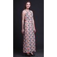 thumbnail image 2 of Bimba Floral Ladies Crew Neck Waist String Print Maxi Dress with Side Slits Summer Wear-XXX-Large, 2 of 6