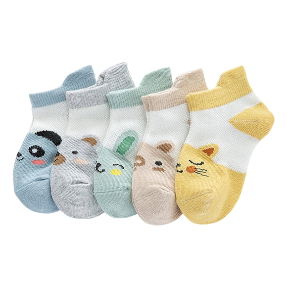 Splozh Baby Girl Summer Sock Socks Floor Socks Summer Cotton Socks Cartoon Thin Breathable Autumn Solid Fashion 5pcs Yellow,0-12 Months