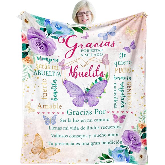 XZYG Cadeaux Abuelita Cadeaux de Noël Abuelita en Espagnol Abuela Cadeaux en Espagnol Abuela Cadeaux Abuelita pour Abuela de la Part des Petits-Enfants Petits-Enfants Couverture Jetée (50*60 Pouces)