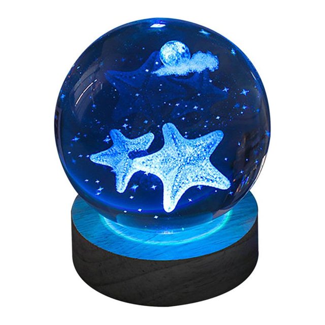 3d Glowing Crystal Ball Night Light Ornament Creative Coloful Night Scene Lamp With Base For Home Decor Gift