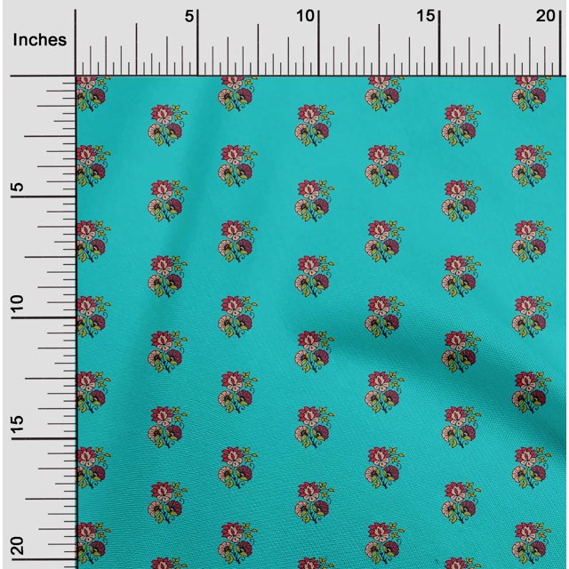 oneOone Cotton Poplin Fabric Floral Block Decor Fabric Printed BTY 56 Inch Wide