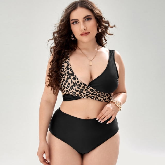 Sexy Swimwear for Women Plus Size Split Type Ruched Tummy Control Bathing Suit Swimwear Bikini Sexy Swimsuit on Clearance