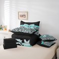 thumbnail image 4 of Erosebridal Ensemble de Literie Nœud Papillon Girly Taille Simple, Ensemble de Lit Imprimé Léopard, Bleu Noir, Réversible 7 Pcs, 4 of 5