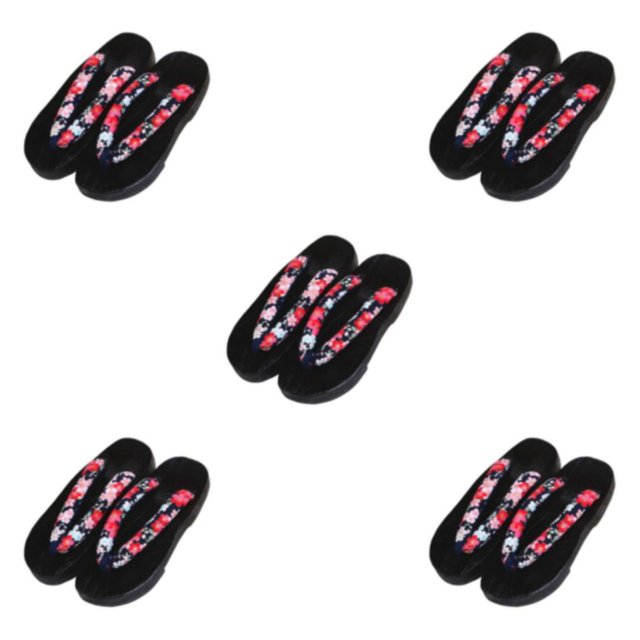 ZheElen Japanese Clogs Slippers Geta Sandals Flip Flops for Men Women 36 Black Round Size 38 5Set