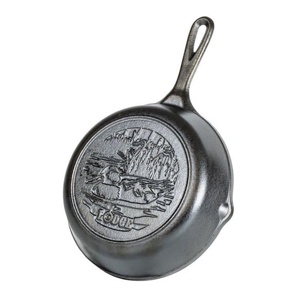 Lodge 6655732 8 in. Wildlife Series-Mallard Cast Iron Skillet, Black