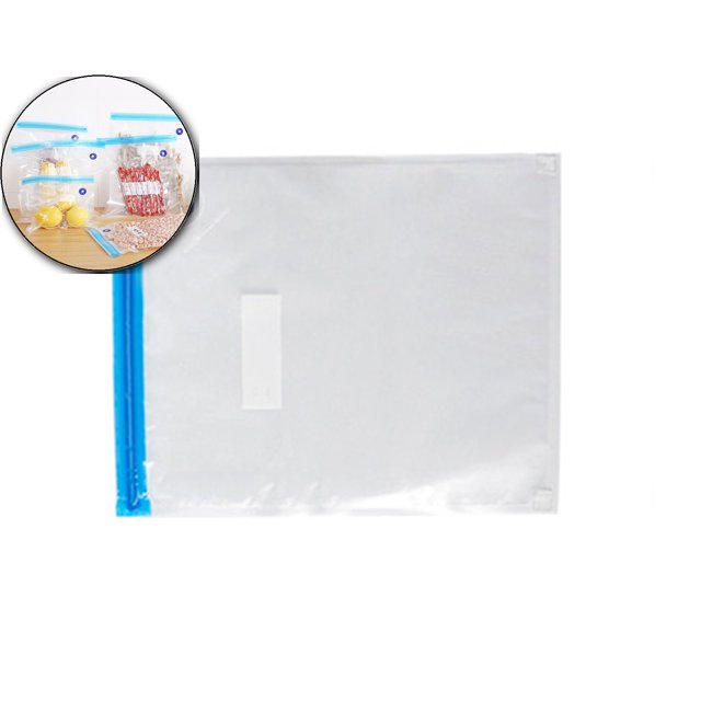 Dvruxg 10 Pcs Reusable Vacuum Food Bags, Clear Storage Pouches, Double Zipper Seal Packaging for Kitchen Pantry Use