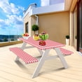 thumbnail image 5 of Picnic Tables for Outdoors Outdoor Courtyard Waterproof Table Cover Three Piece Picnic Table Cloth Back Flannel Elastic Table Cover Picnic Table Cover, 5 of 5