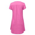 thumbnail image 4 of AherBiu Robe Grande Taille pour Femmes en Coton et Lin d'Été Légère à Encolure en V Fendue à Manches Courtes Tunique Mi-Longue, 4 of 5
