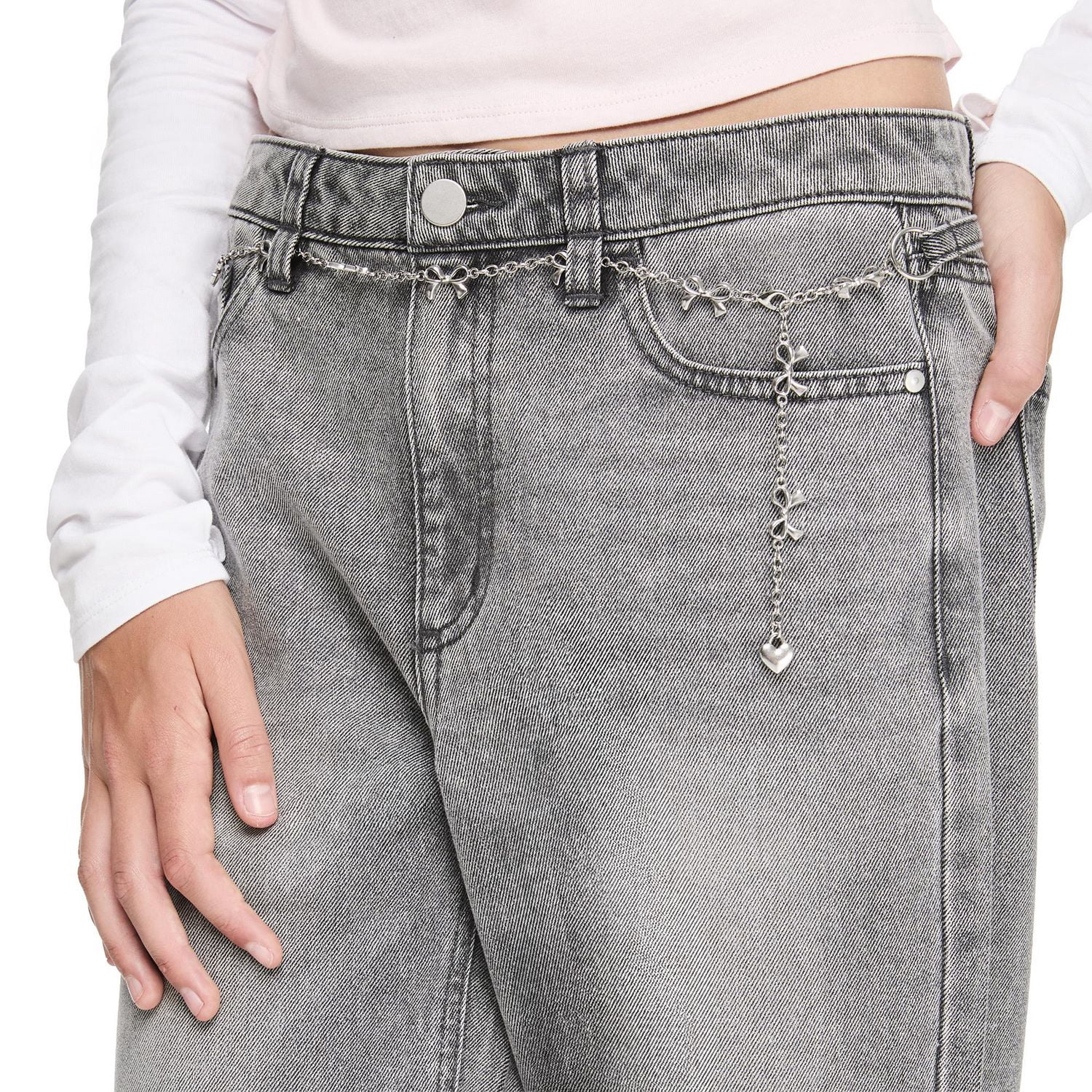 My Sister's Closet Girls' Bow Belted Wide Leg Jean