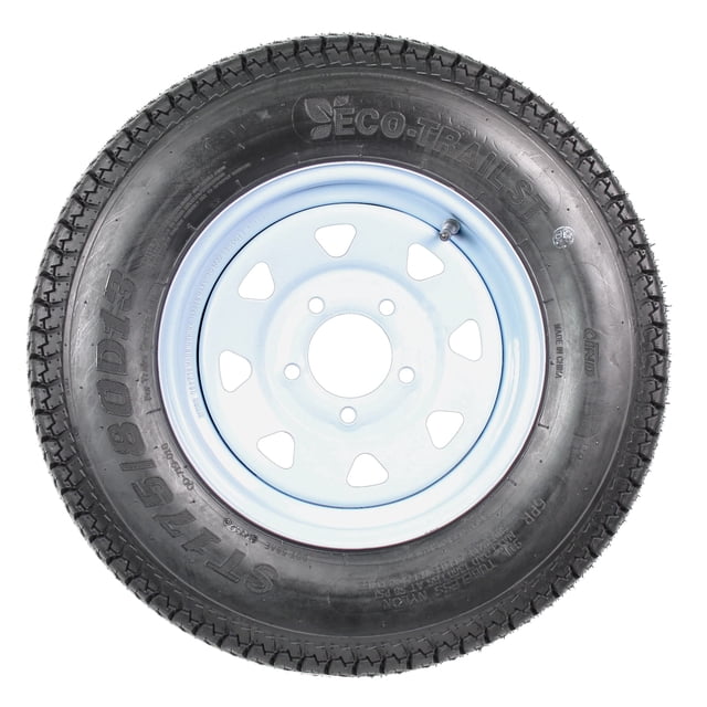 Trailer Tire On Rim ST17580D13 17580 D 13 Load c 5 Lug White Spoke Wheel