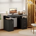 thumbnail image 2 of HOMCOM Bureau d'Ordinateur de 47 Pouces avec Plateau pour Clavier et Tiroirs de Rangement Noir, 2 of 10