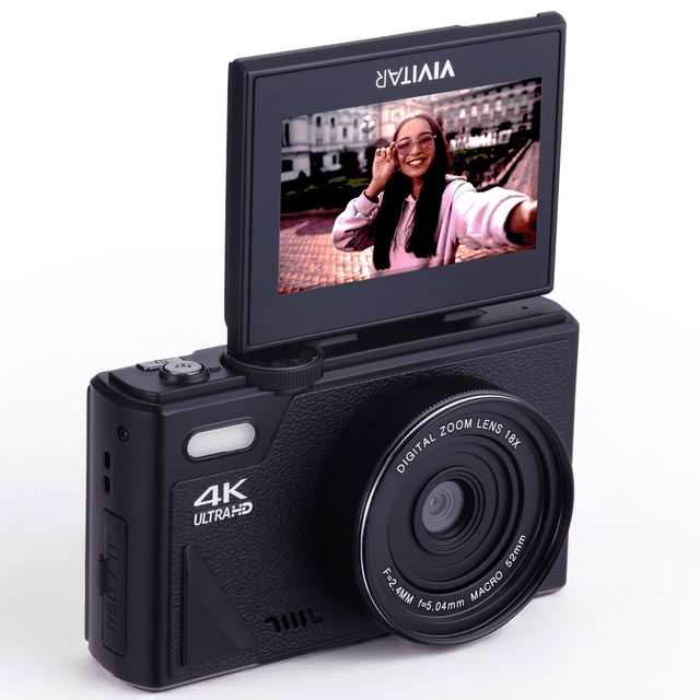 Vivitar 20MP Digital Camera with 2.8” Flip Screen and 4K Video – Black