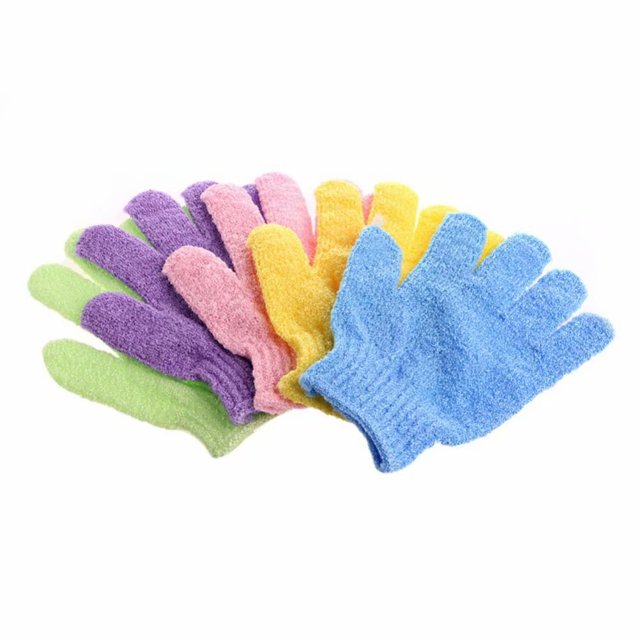 Exfoliating Bath Gloves for Body Scrub Exfoliator 4 Pairs (Random Color)