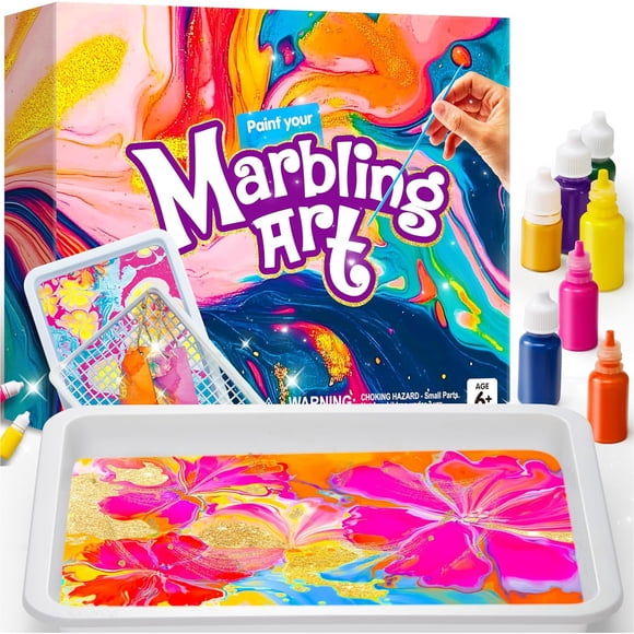Joyfy Marbling Painting Art & Craft Kit for Kids, Paper Craft Birthday Gift for Girls Boys 6 to 12