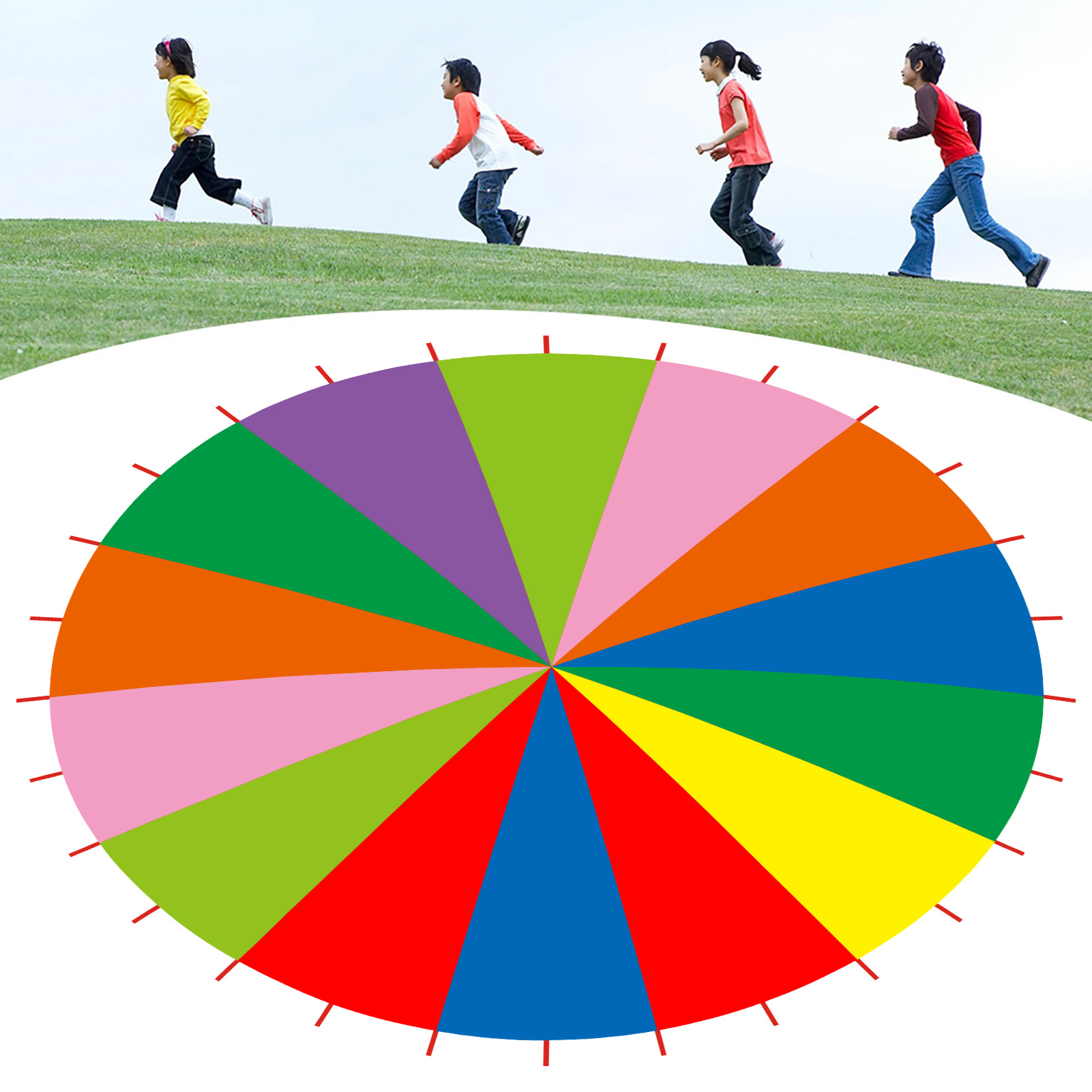 Parachute Coloré 2m Ou 3m Avec Poignées - Jeu D'équipe Pour Enfants - Développe La Coopération Et La Motricité