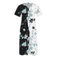 thumbnail image 5 of Ovzne Robes d'Été pour Femmes Robe pour Femme Robe Unie Ample Décontractée à la Mode Imprimée à Manches Courtes à Col en V Robe Mi-Mollet à Manches Courtes à Col en V Robe pour Femmes à Manches Courtes, 5 of 5