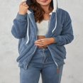 thumbnail image 2 of Womens Full Zip Up Sherpa Hoodie Fuzzy Fleece Jacket Oversized Fluffy Coat with Pockets, 2 of 9