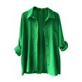 thumbnail image 4 of Timegard Tops for Women Lapel Neck Long Sleeve Button up Shirts Solid Color Fall Casual Loose Blouse, 4 of 4