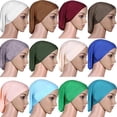 thumbnail image 2 of Headscarf Cap Delicate Adjustable Mercerized Cotton Solid Color Head Wrap for Daily Wear, 2 of 10