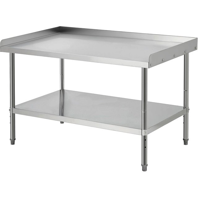 Stainless Steel 48x30x30 In Grill Stand Table with Adjustable Legs 400 lb NSF-Certified Capacity and 2 In Spill-Proof Edge for Kitchen