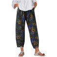 thumbnail image 2 of Pantalon Pleine Longueur Pantalon Élégant pour Femmes Pantalon pour Dames Mode Décontractée Lin Imprimé Rayé Pantalon Court Pantalon à Empiècements Jambe Droite Pantalon Crayon Pantalon de Yoga pour Femme, 2 of 6