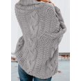 thumbnail image 3 of Pullovers à Manches Longues Dénudées pour Femmes, Col en V Côtelé, Pull Ample, 3 of 3