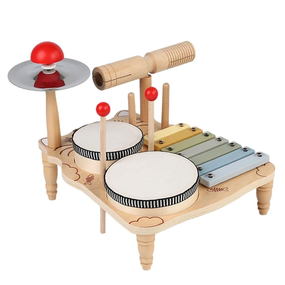 Tachiuwa Ensemble de Tambours pour Enfants Jouets Musicaux Jouet pour Tout-Petits Cadeau d'Anniversaire Créativité Cadeaux de la Saint-Valentin Tambour pour Enfants Xylophone Tambourin Jouet 2 Coussinets de Tambour