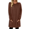 thumbnail image 1 of Timegard Women Long Sleeve Tops with Pockets Round Neck Casual Trendy T Shirts Solid Color Comfy Basic Shirts, 1 of 6