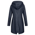 thumbnail image 3 of Mikilon Women's Solid Color Rain Jacket Outdoor Hooded Waterproof Windproof Long Coat, 3 of 4