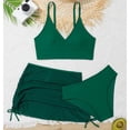 thumbnail image 2 of MIASHUI Maillots de Bain Filles Ensemble Tankini 3 Pcs Bikini avec Paréos Jupe de Plage, Vert Foncé, 9-10 Ans, 2 of 6