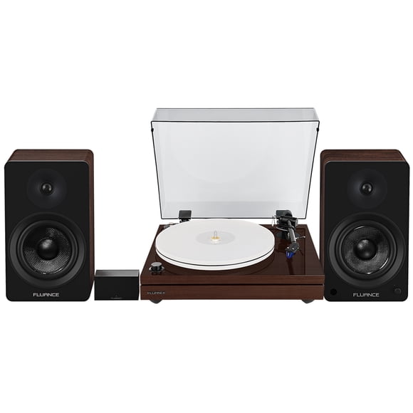 Fluance RT87 Reference High Fidelity Dual-Plinth Turntable, Ai61 Powered Speakers, PA10 Phono Preamp (Natural Walnut)