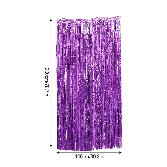 Langgg 6.5ft Fringe Curtain 0pcs Streamers Party Decorations Tinsel Curtain Backdrop Purple 6.5ft 1Set
