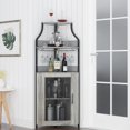 thumbnail image 3 of Armoire de Bar d'Angle, Armoire à Vin Moderne avec Tablettes de Rangement et Porte en Treillis, Armoire de Rangement pour Alcools de Bar à Domicile avec Support en Verre pour Salon, Salle à Manger, 3 of 6