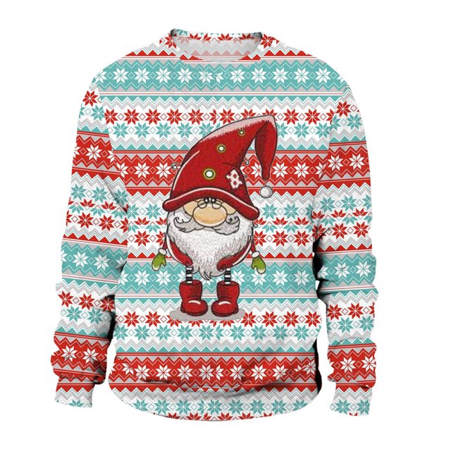 PMUYBHF Homme Chandail à Capuchon Noir pour Hommes Automne et Hiver Décontracté Tendance de Noël Imprimé Chandail à Col Rond Chandails à Capuchon pour Hommes
