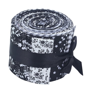 20 Pieces 2.4 inch Jelly Roll Floral Precut Craft Bundle Fabric Quilt Strips Black