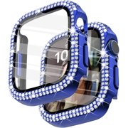 KOMI 41mm Case Compatible with Apple Watch Series 9 Series 8 Series 7 Case with Screen Protector, Bling Diamond Overall Protective Case Compatible with Apple Watch Series 7 & 8 & 9 41mm, Blue
