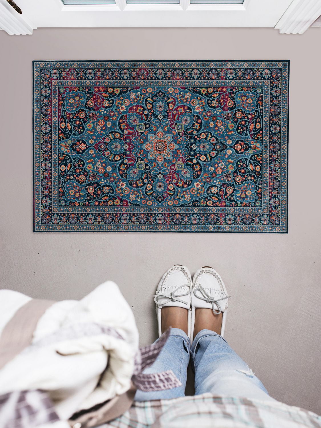 Tapis d'appoint Emerald Farlin noir & ivoire de 2 pi 2 po x 3 pi 2 po