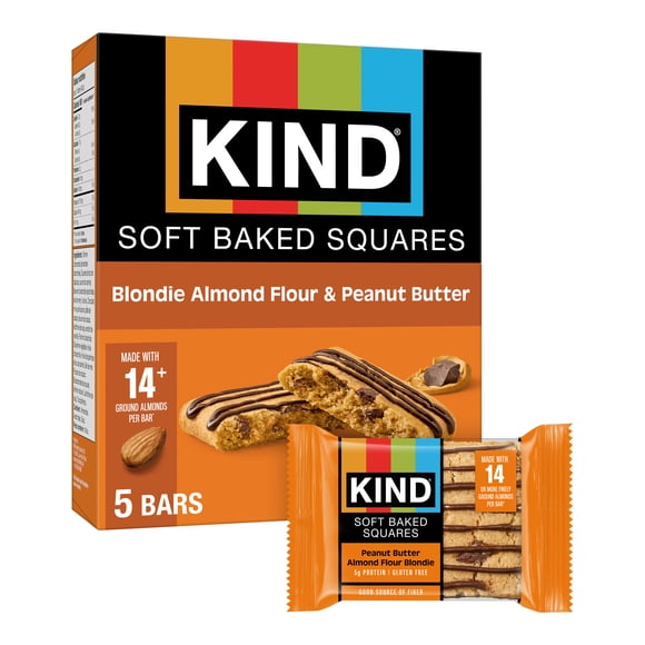 KIND Soft Baked Squares, Almond Flour Peanut Butter Blondie 40g, 5 bars