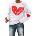 thumbnail image 4 of RKSTN Chandail pour Femmes 2024 Saint-Valentin Cœur d'Amour Imprimé Chandail Uni Col Rond Manches Longues Coupe Ample Blouse Hauts, 4 of 6
